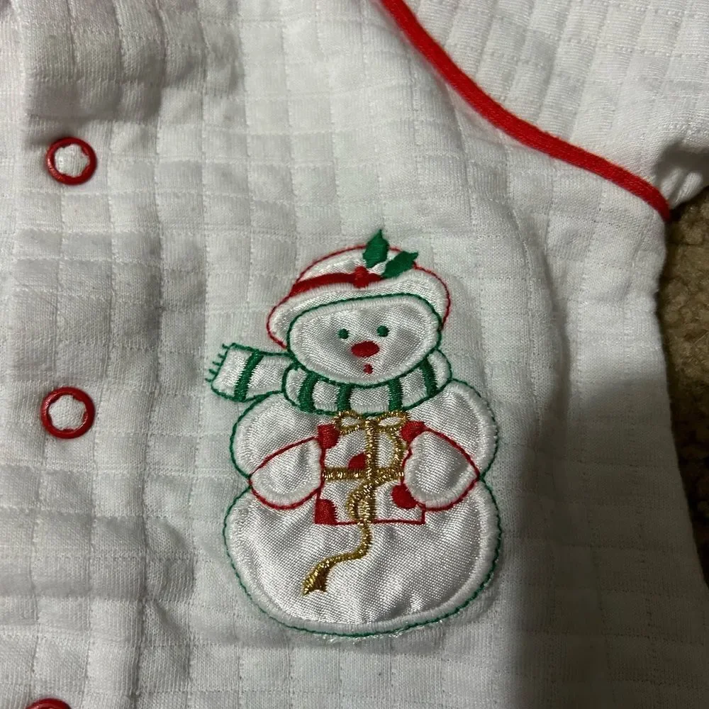 Vintage 80s Baby’s First Christmas Embroidered Footie Onesie